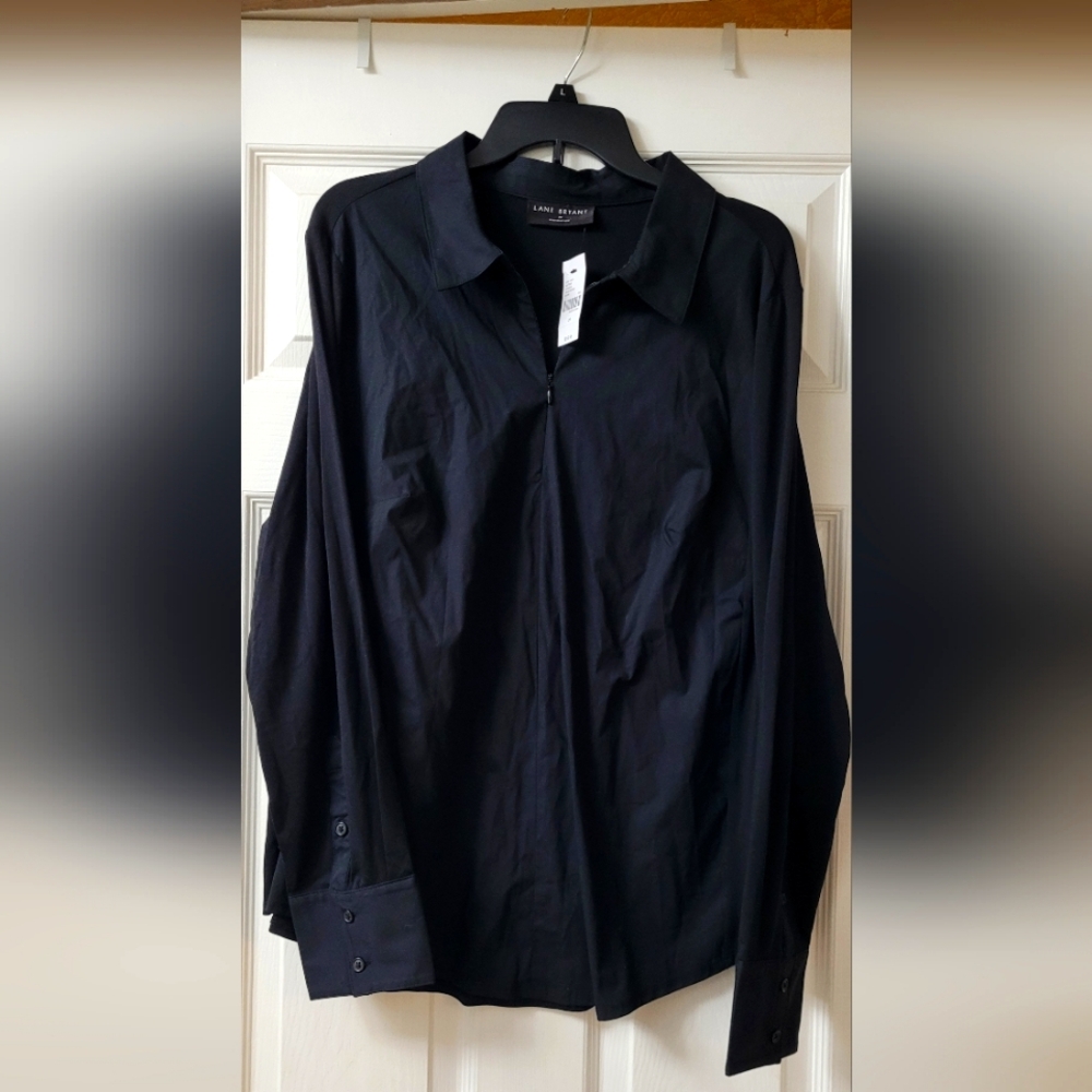 Lane Bryant Black 1/4 Zip Dress Shirt Size 22 Women's